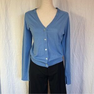 Zara lightweight soft knit cotton blend cardigan longer sleeves and slit. Small